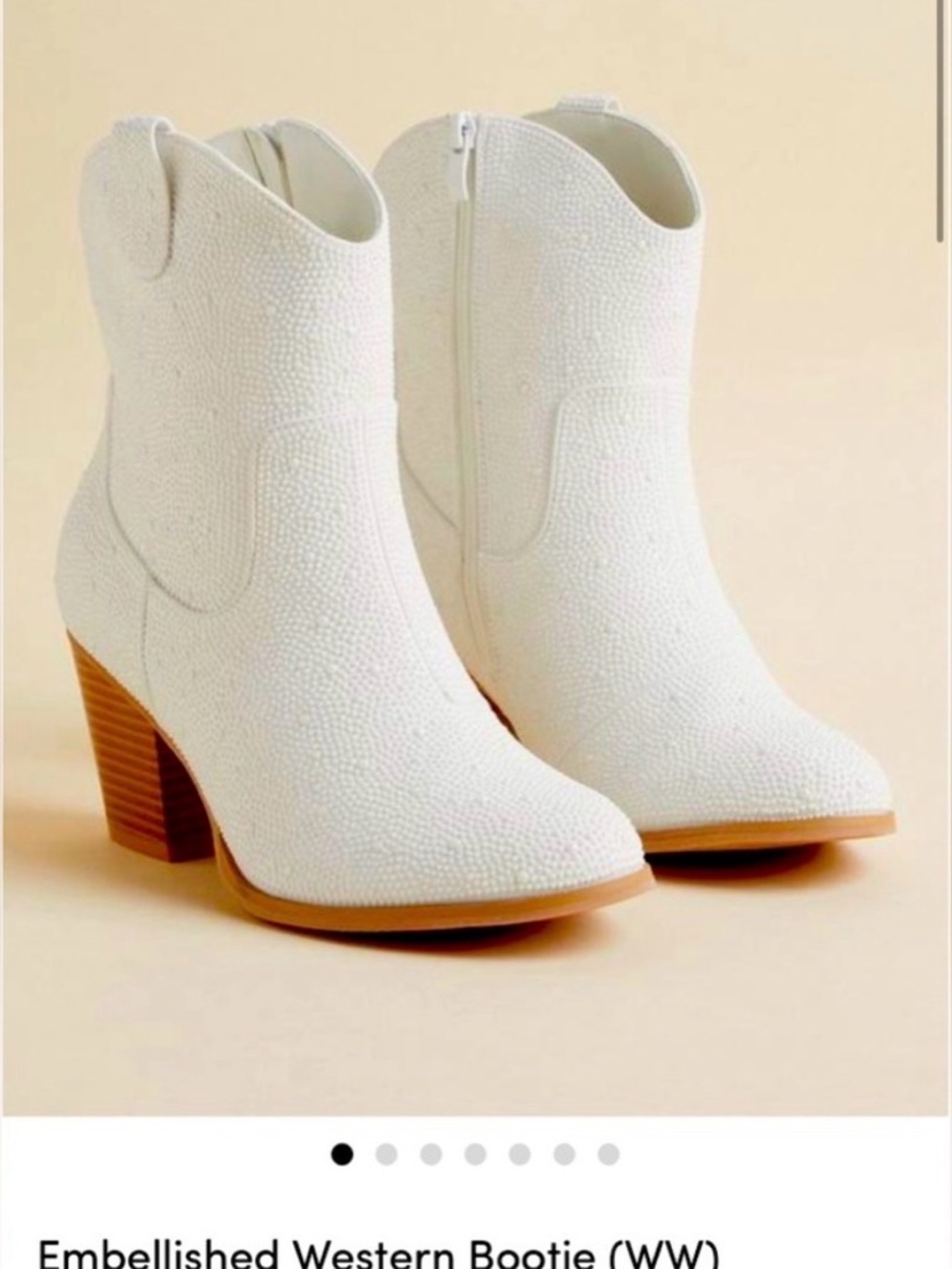 Torrid Embellished White Pearl Western Ankle Booties Heel